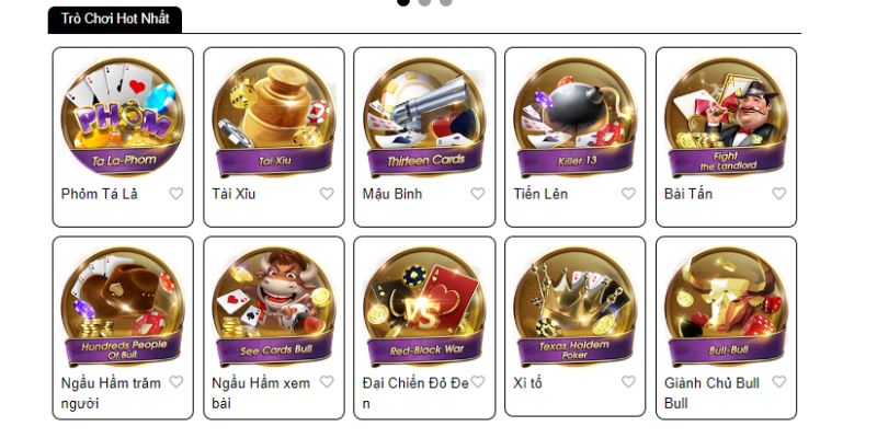 Kho game bài bao gồm cực nhiều lựa chọn giải trí